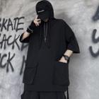 Pocket Detail Hooded Elbow-sleeve T-shirt / Shorts