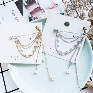 Faux Pearl Layered Fringed Earring