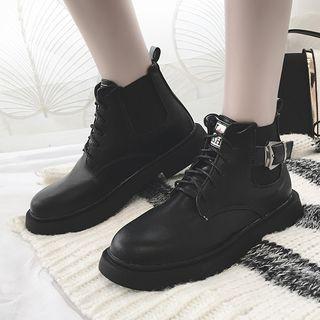 Lace Up Buckled Short Boots