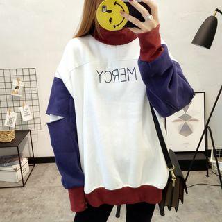 Mock Neck Color Block Sweatshirt