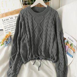 Tie-hem Cable-knit Sweater