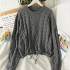 Tie-hem Cable-knit Sweater
