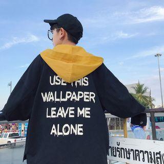 Lettering Hooded Button Jacket