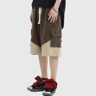 Two-tone Distressed Cargo Shorts