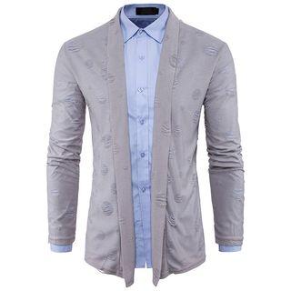 Distressed Open-front Cardigan