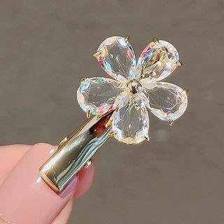 Rhinestone Floral Hair Clip Ly350 - Transparent & Gold - One Size