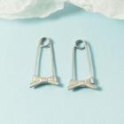 Bow Safety Pin Drop Earring 1 Pair - Silver - One Size