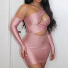 Long-sleeve Off-shoulder Cutout Mini Bodycon Dress