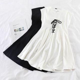 Plain Lace-up Dress