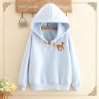 Deer Embroidered Toggle-button Hooded Sweater