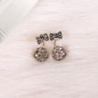 Bow Zircon Drop Earring Crystal Bow - One Size