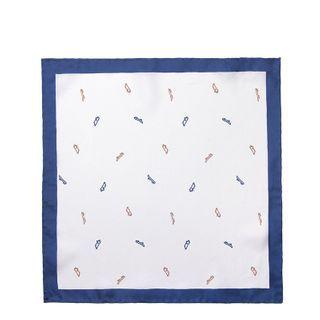 Skateboard Print Silk Pocket Square Blue & White - One Size