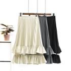 Ruffle-hem Mesh-panel Skirt