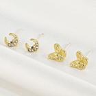 Moon & Butterfly Asymmetrical Alloy Earring 1 Pair - Gold - One Size