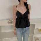 Deep V-neck Ruched Top