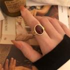 Oval Open Ring J1515 - Gold & Red - One Size
