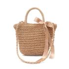 Bow-accent Woven Tote