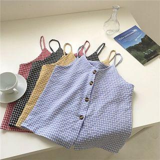Plaid Single-breasted Camisole Top
