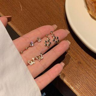 4 Pair Set: Rhinestone Alloy Earring (various Designs)