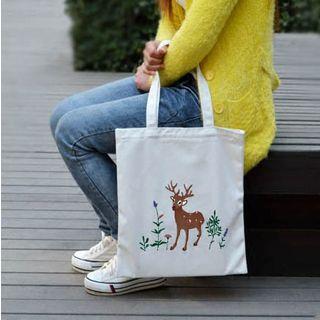 Deer Print Canvas Shopper Bag