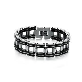 Fashion Domineering Chain Geometric 316l Stainless Steel Silicone Bracelet Silver - One Size