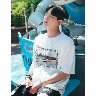 Inset Necklace Printed T-shirt