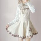 Ruffle Trim Long-sleeve Blouse / Plaid Panel Mini Jumper Dress
