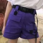 High Waist Pocketed Shorts / Half Zip Short-sleeve Polo Shirt