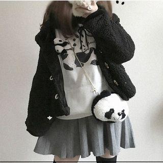 Animal Embroidered Mock-turtleneck Long-sleeve Top