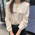 Long-sleeve Wide Collar Blouse