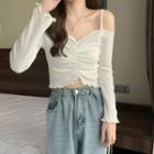 Cold-shoulder Lettuce Edge Knit Top