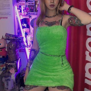 Chain Strap Furry Midi Dress