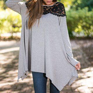 Long-sleeve Lace-panel Tunic