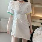 Short-sleeve A-line T-shirt Dress White - One Size