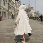 Gathered Waist Hooded Coat