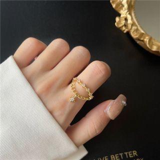 Rhinestone Star Layered Open Ring Ring - Gold - One Size