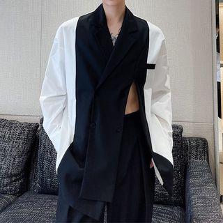 Two-tone Side-slit Blazer