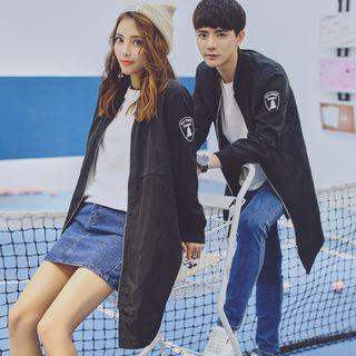 Couple Matching Applique Long Bomber Jacket