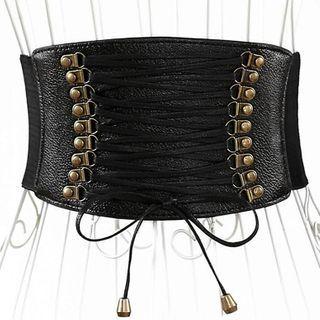Faux Leather Lace Up Waist Belt