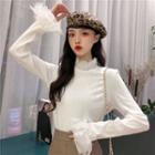 Flared-sleeve Lace Trim T-shirt