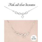 Rhinestone Clover-pendant Silver Necklace