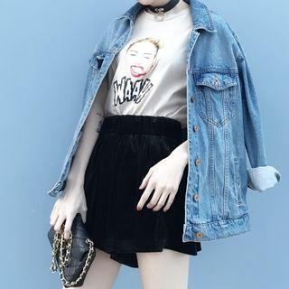 Velvet Wide Leg Shorts