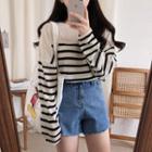 Long Sleeve Striped Oversized Knit Top