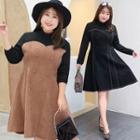 Mock-turtleneck Long-sleeve A-line Dress