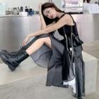 Sleeveless Irregular Dress Black - One Size