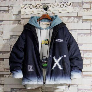 Lettering Gradient Zip Jacket
