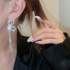 Rhinestone Ribbon Earring 1 Pair - Silver - One Size