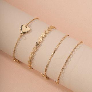 Set Of 4: Alloy Bracelet (various Designs) S015 - Set Of 4 - Gold - One Size