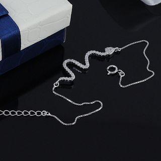 925 Sterling Silver Snake Rhinestone Bracelet As Shown In Figure - One Size