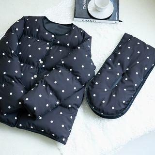 Polka-dot Padding Jacket & Scarf Black - One Size